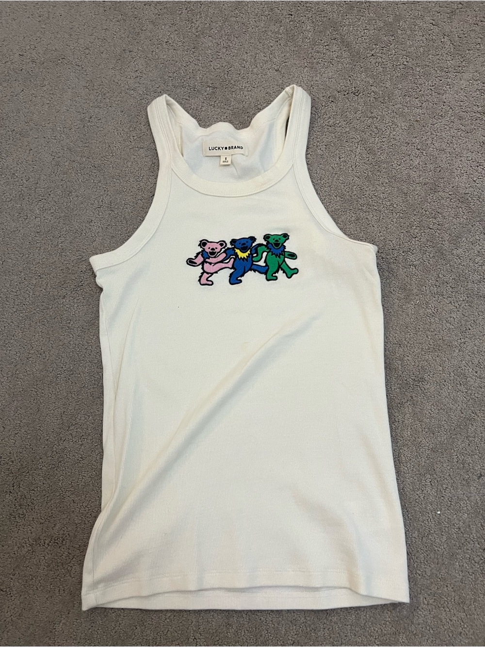 Lucky Brand White Ribbed Tank Top